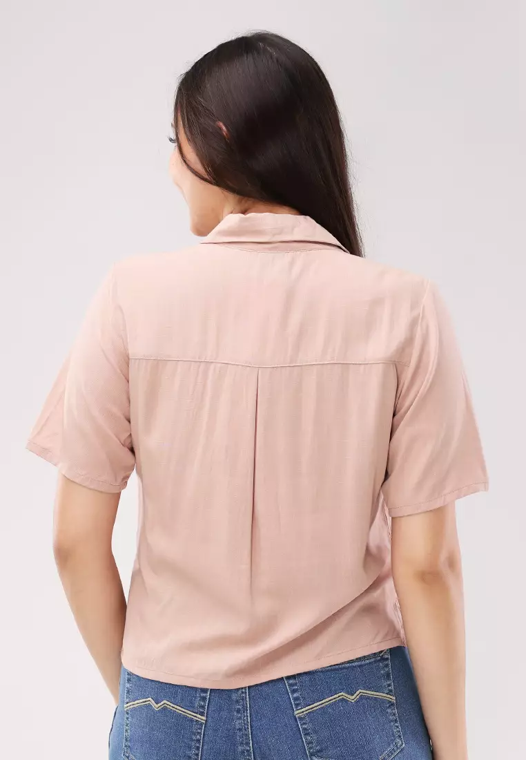 Soft Linen Woven Short Sleeves Blouse