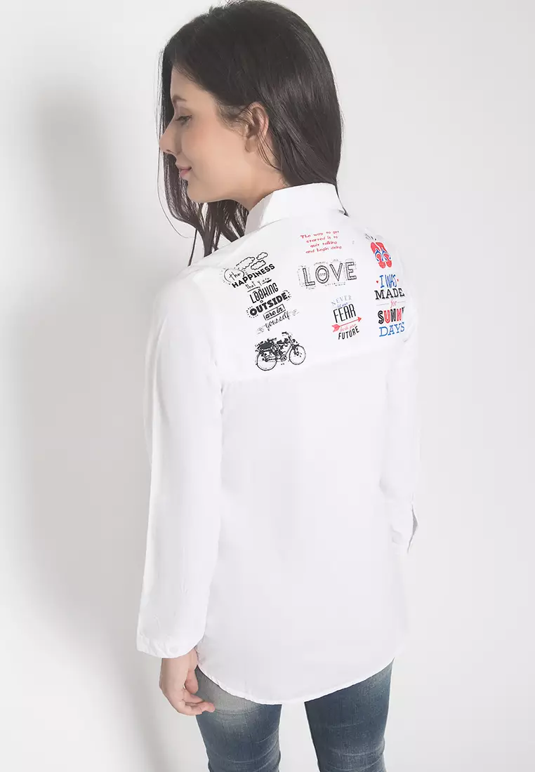 LGS - Kemeja Casual Wanita - Lengan Panjang - Putih - Motif Bordir - LSH.373.O1455L.002.CLS