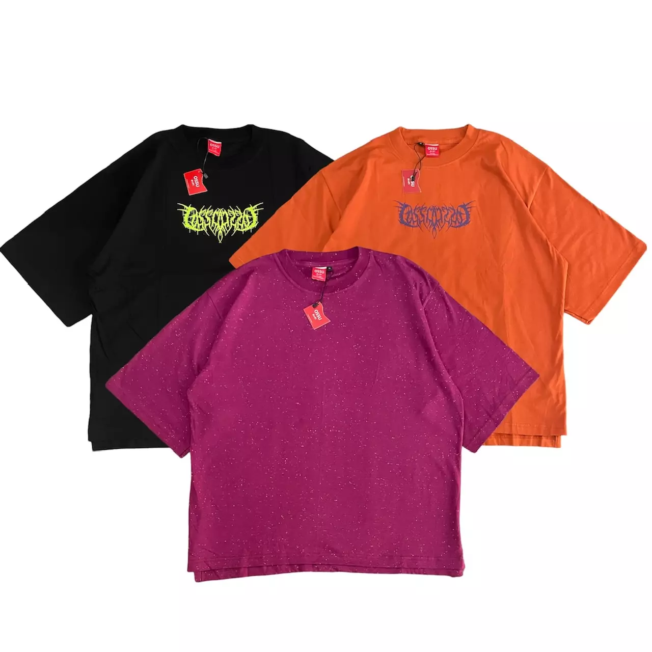 Ossu Oversize Tshirt Logo Metal font Handwriting Art Black