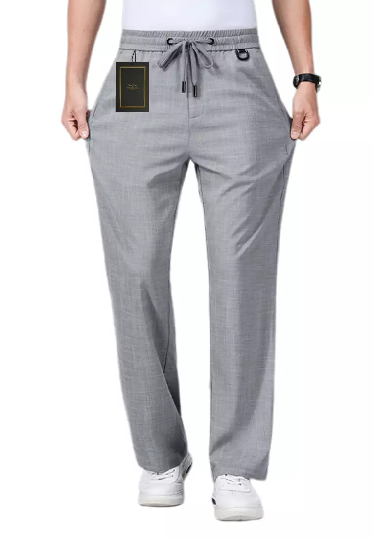 冰絲感亞麻直筒休閒褲 WK-GF6103