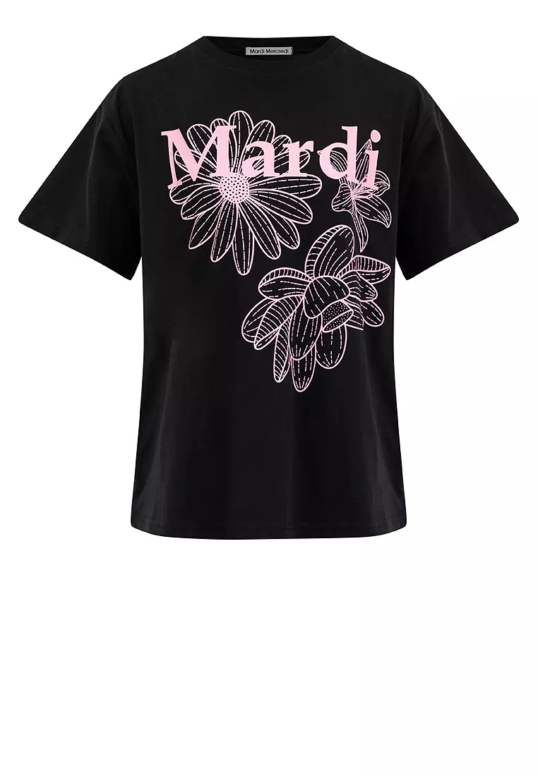 Tshirt Triple Flower_Black Pink