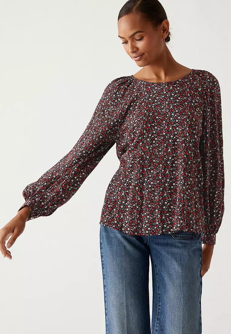 marks and spencer tie neck blouse