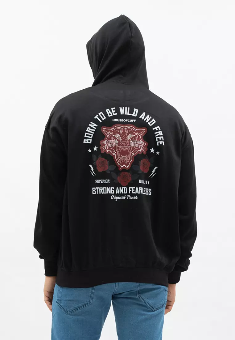Houseofcuff Jaket Jumper Hoodie Sweater Hitam Motif Born To Be
