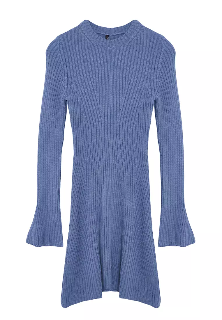 Indigo Mini Knitwear A-Line Form Dress TWOAW25EL00030