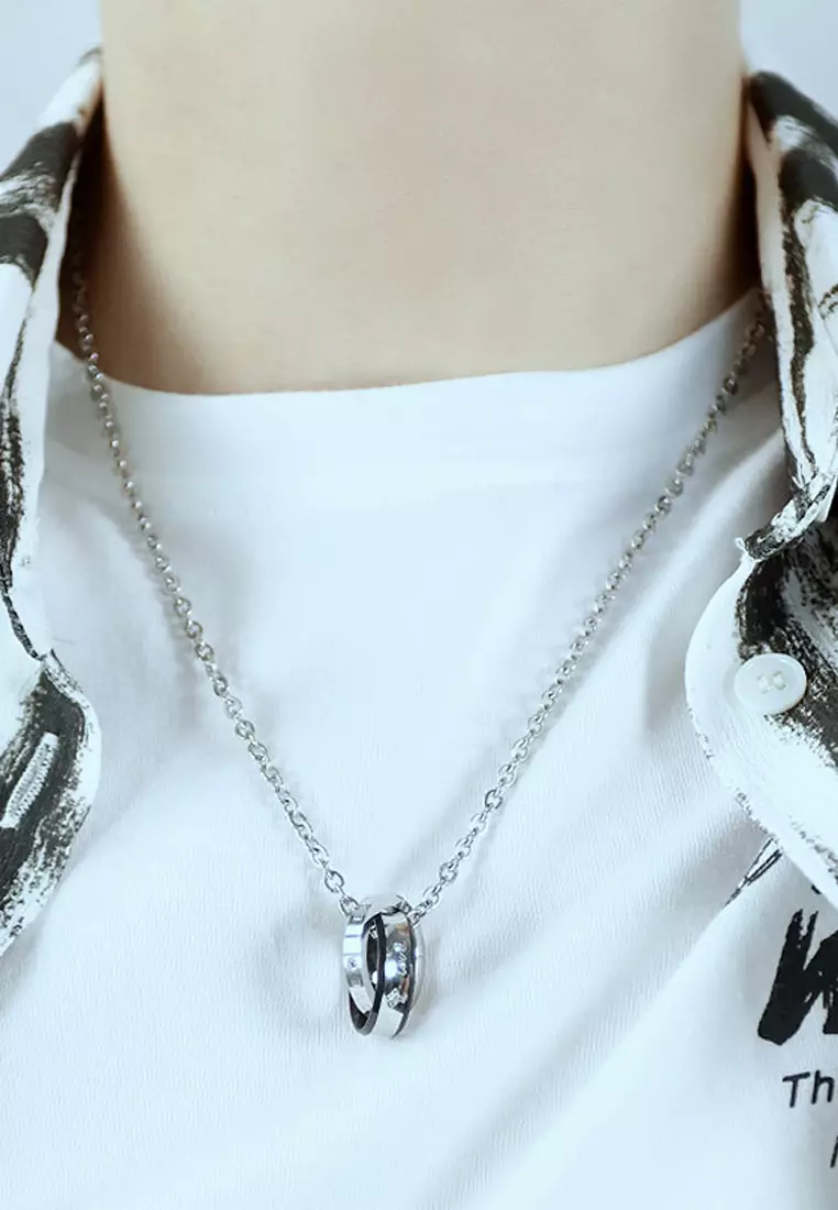 雙環緊扣情侶項鍊1套