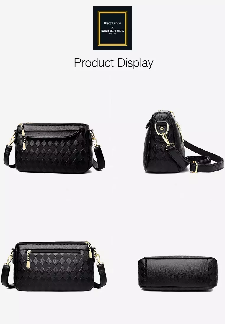 Rhombus Pattern Faux Leather Three Way Shoulder Bag JW HD-2796