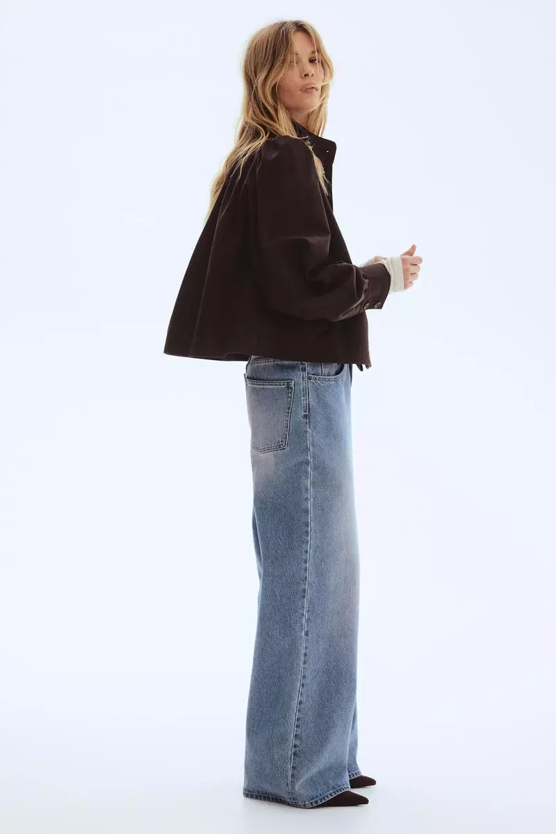 Puff-sleeved twill jacket