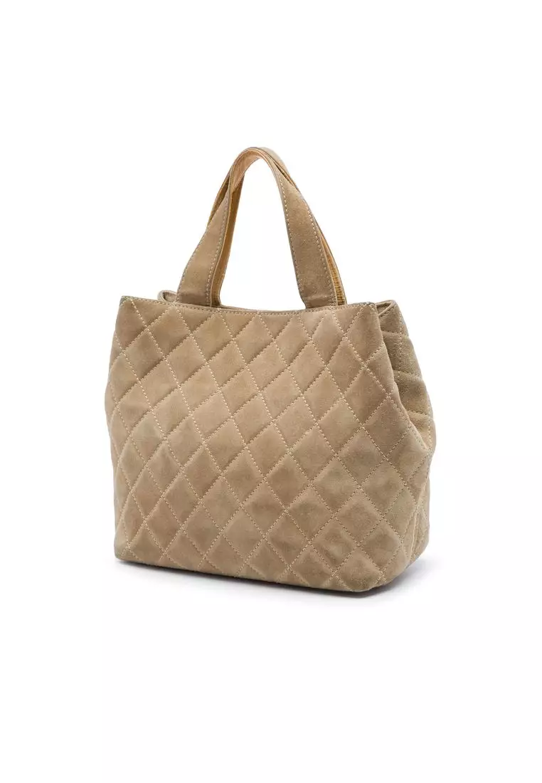 Pre-Loved Chanel Mini Cc Quilted Suede Shopping Tote