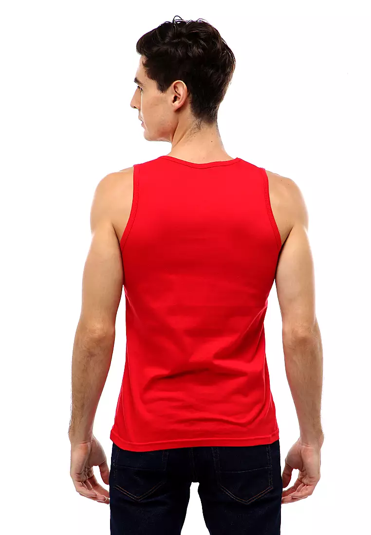 Agies Pakaian Dalam Pria Tank Top Singlet Guitar Motive Material Cotton ORIGINAL - Red