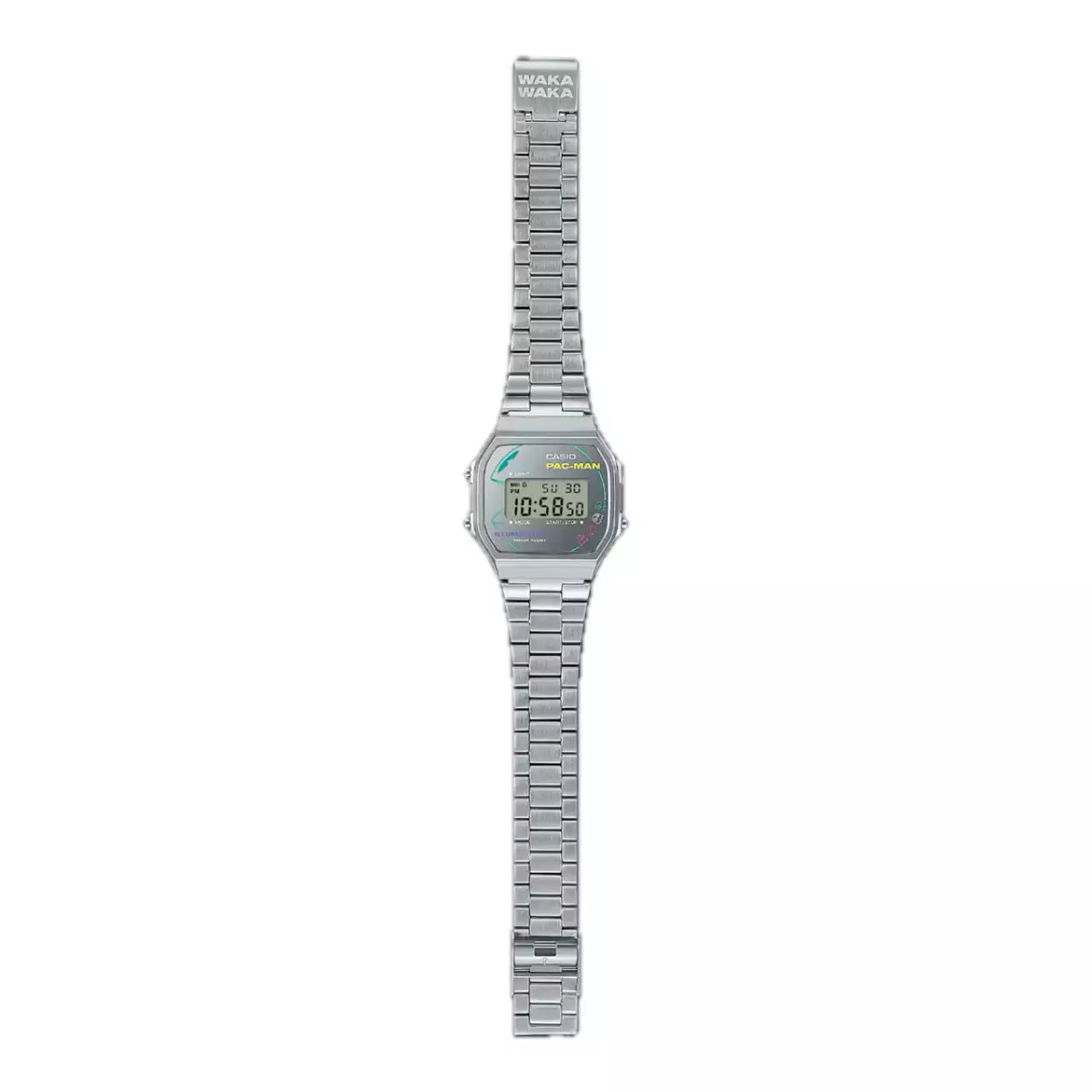 Casio PAC-MAN Jam Tangan Pria - Silver - Stainless Steel - A168WEPC-7ADR 