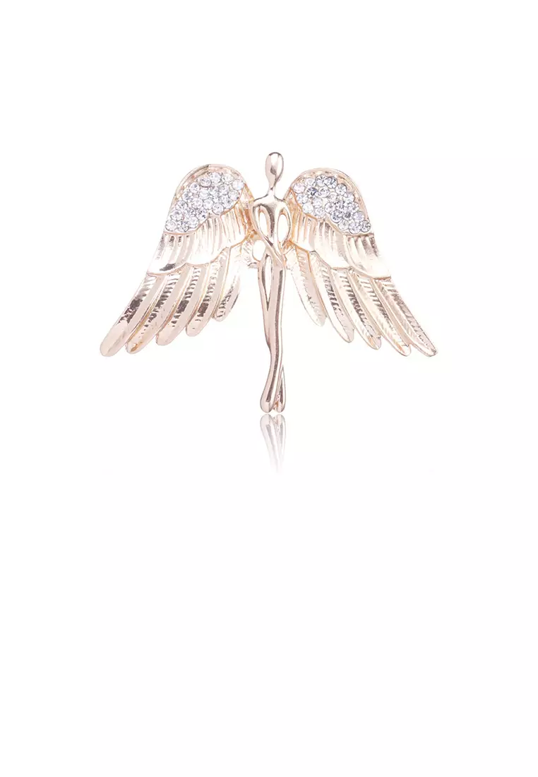 Buy Glamorousky Fashion Temperament Plated Gold Angel Brooch with