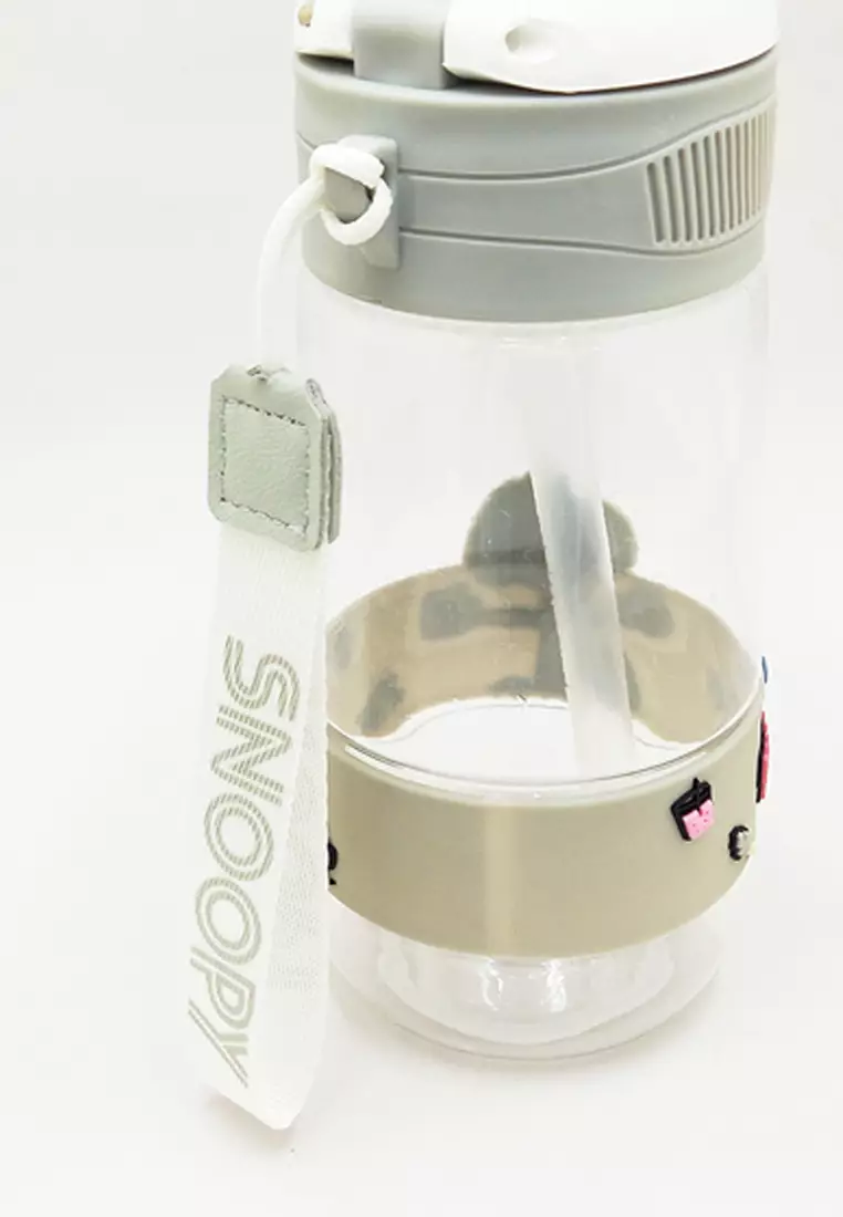 Wakakids Botol Minum Plastik Anak Transparan dengan Sedotan Tumbler Cup Karakter Snoopy 500ml K1046 Venrc