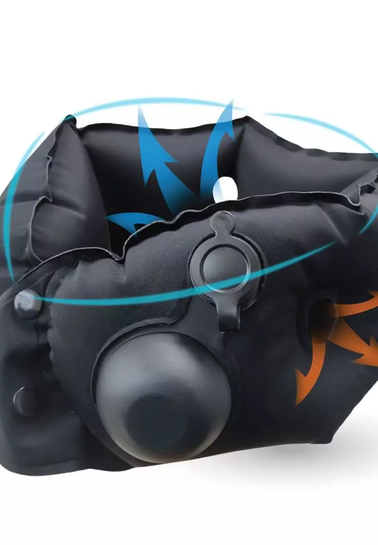 Crossing Inflatable Air Pump Neck Travel Pillow  Black