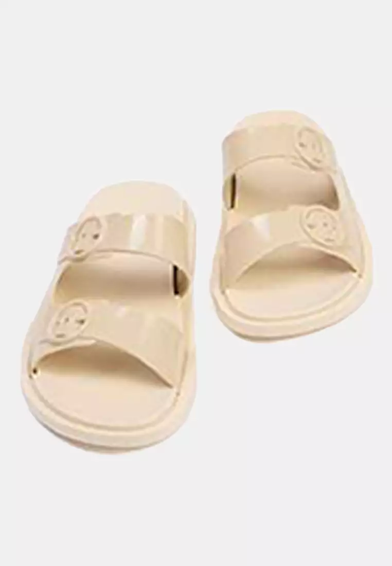 Stone Double Striped Buckle Detailed Women's Slippers Takss25Te00060