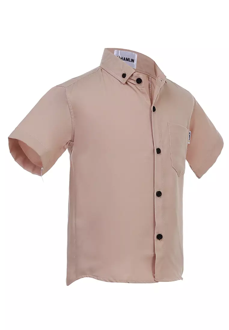 Juste Kemeja Formal Anak Laki-laki Lengan Pendek Motif Polos Kids Shirt Comportable Material Cotton ORIGINAL - Nude