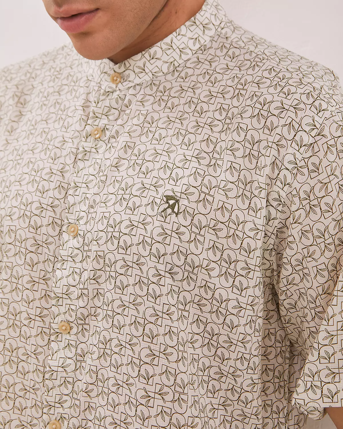 MEN'S SHORT SLEEVE KOKO SHIRT WITH GREEN PATTERN