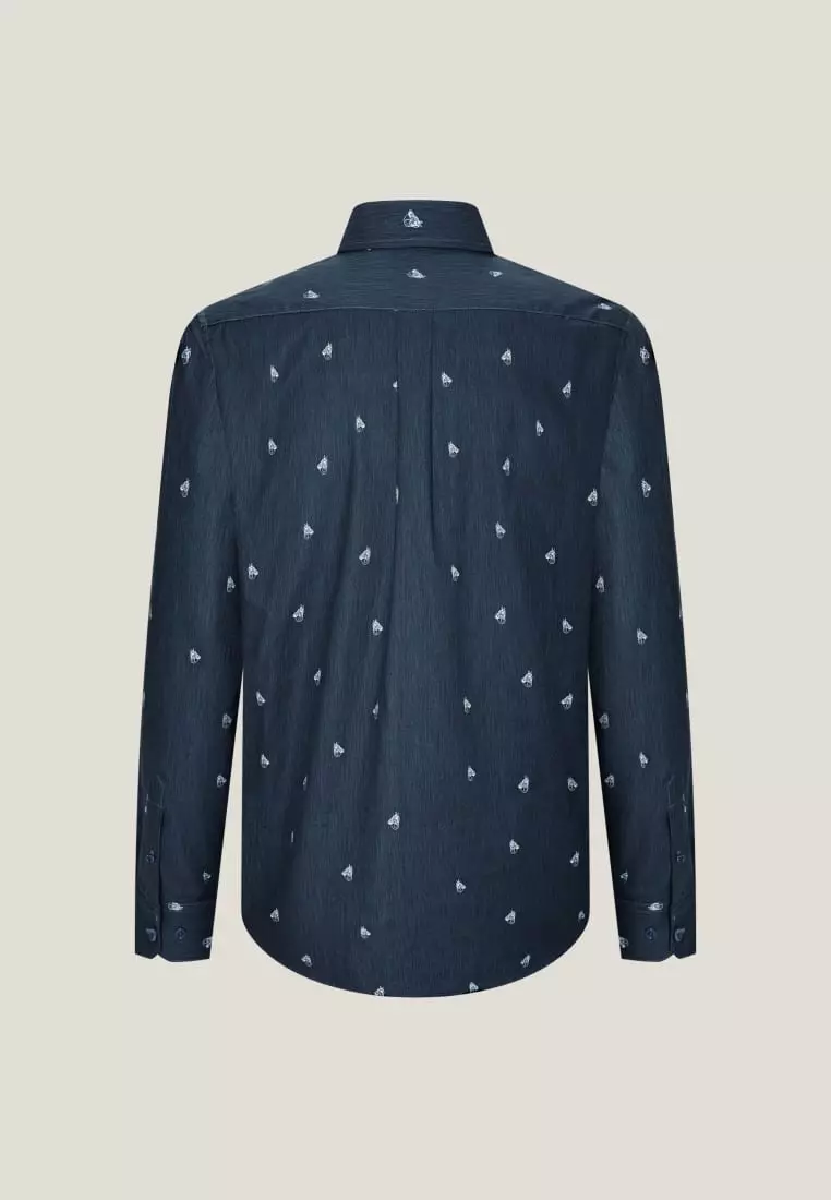 G2000 Wrinkle-Free Mini Horse Digital Print Comfort Fit Oxford Casual Shirt