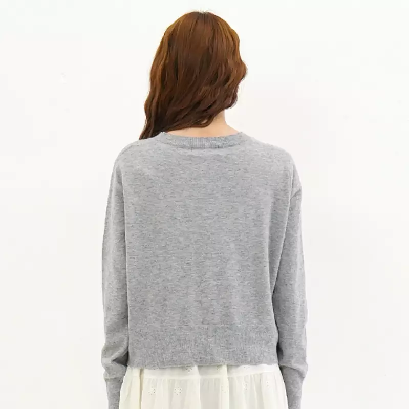 Aurora Pastel Button Knit Cardigan in Grey