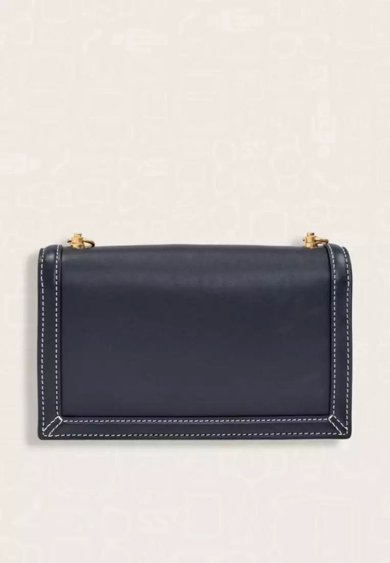 Tory Burch T Monogram Leather Mini Shoulder Bag Navy