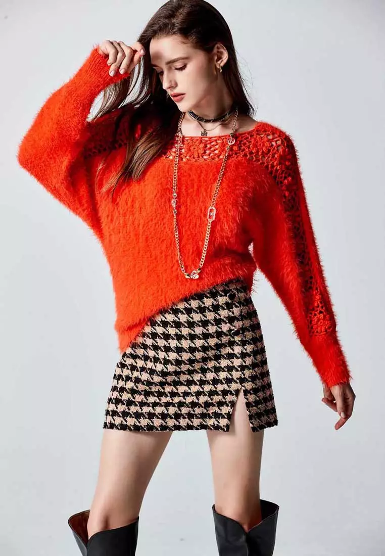 iROO Floral Pattern Knit Faux Fur Top 2024 | Buy iROO Online | ZALORA ...