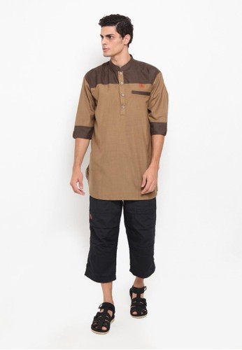 Jual ZAYIDAN Baju  Koko  Pria Muslim Zayidan Haikal Khaki 