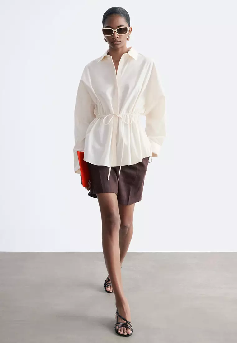 Cotton Poplin Drawstring Shirt