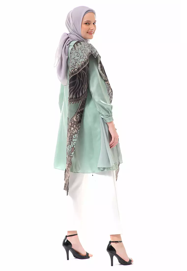Olivia Long Sleeve Batik Tunik Couple Atasan Wanita Regular fit - Sage Green