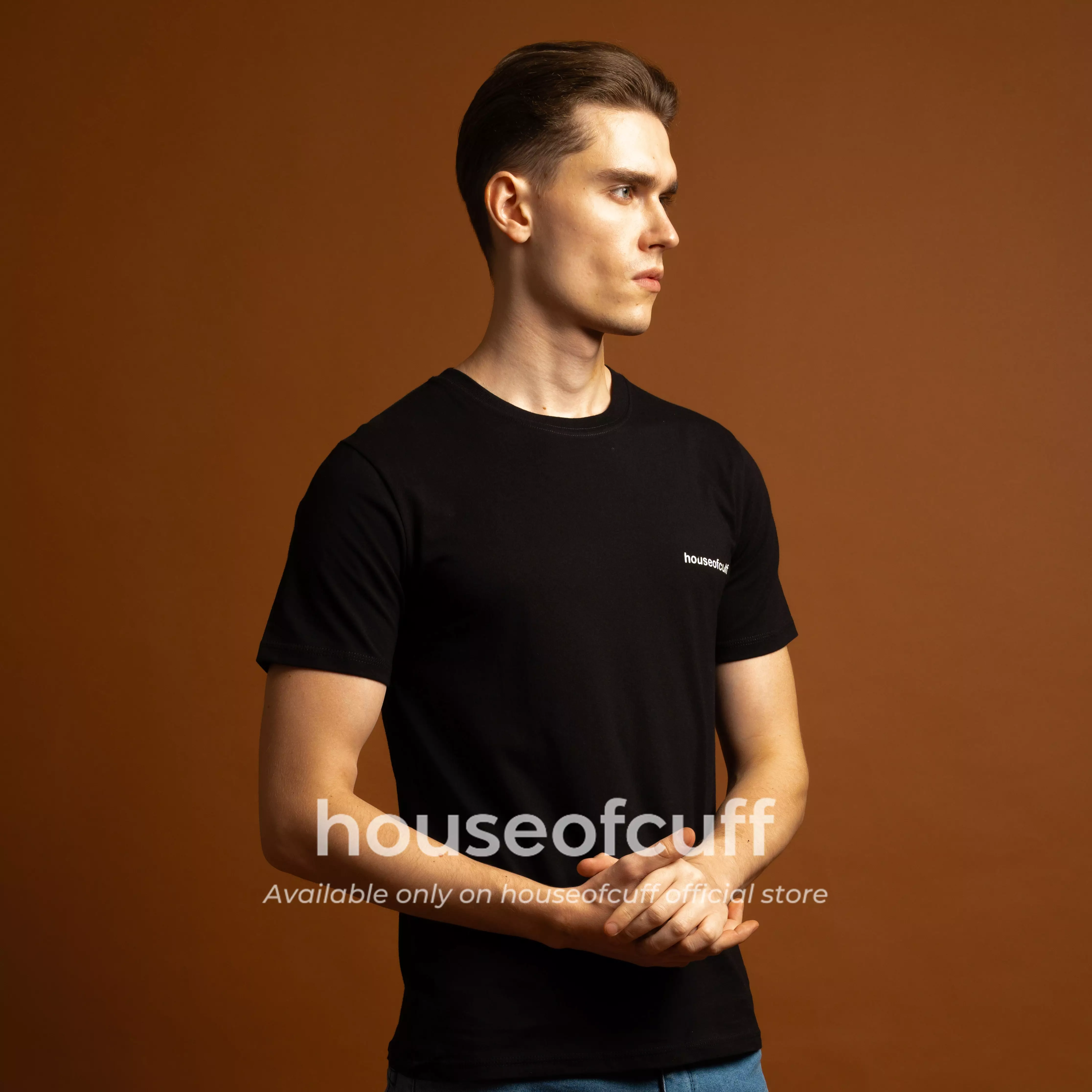 Houseofcuff Kaos Lengan Pendek Katun Kombed 30s Garuda Kesatuan Hitam