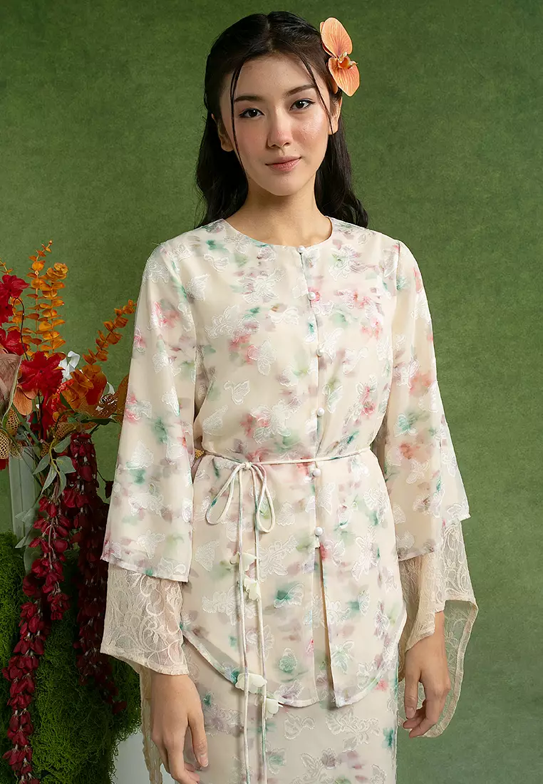 Elena Recycled Polyester Kebaya with Belt Set
