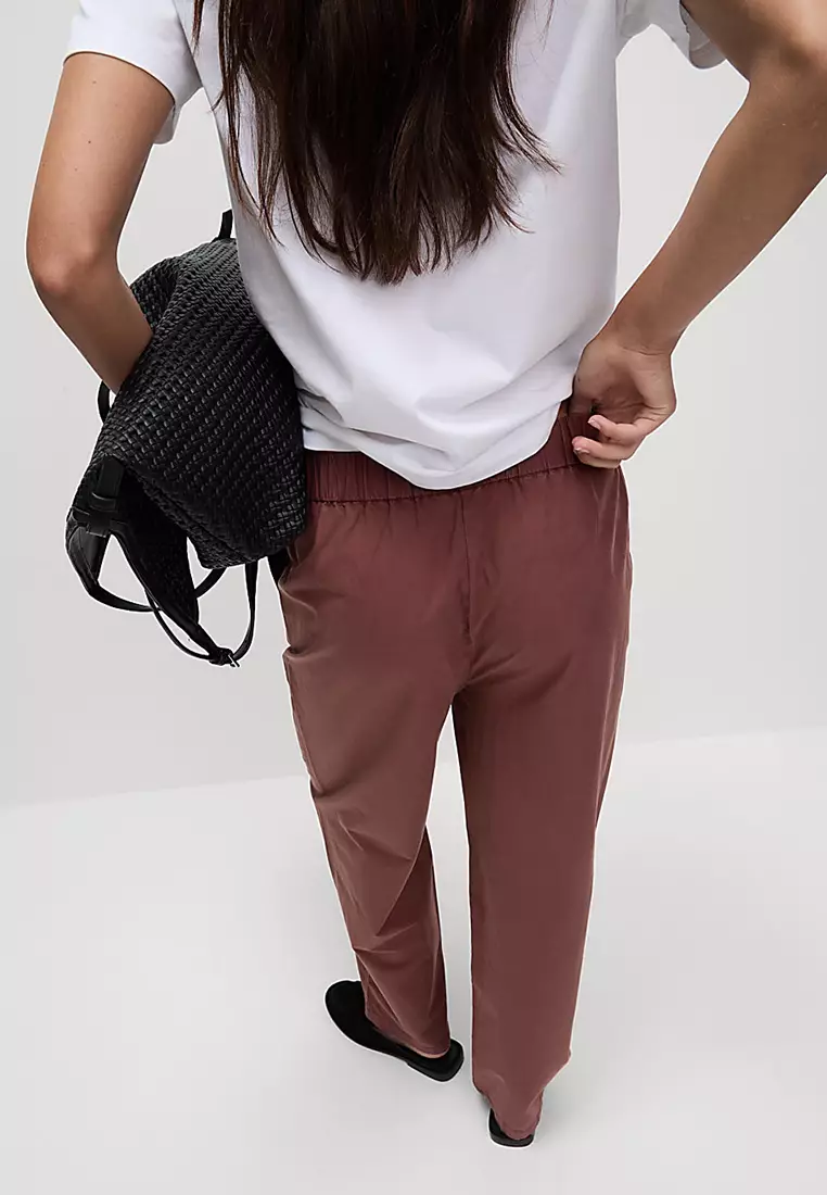Pure Cotton Poplin Straight Leg Trousers