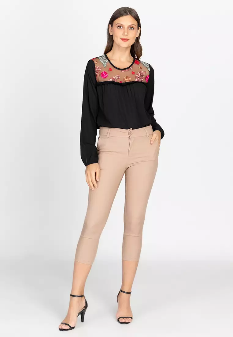Mayumi Slim Fit Cropped Slacks