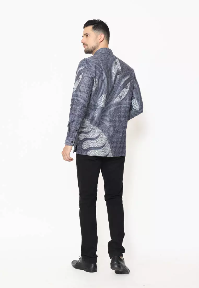 MAGINOT ALTA ABU MUDA Batik Slim Fit Lengan Panjang