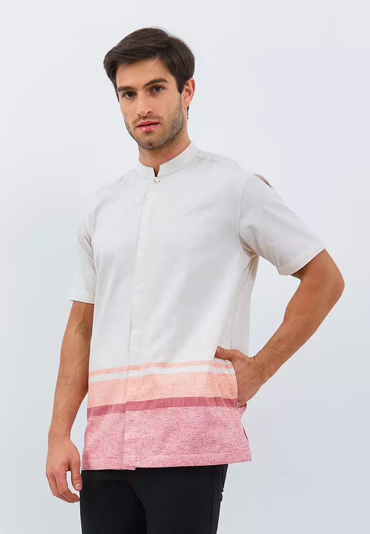 Jobb Arham Baju Koko Pria Lengan Pendek Regular Fit Beige