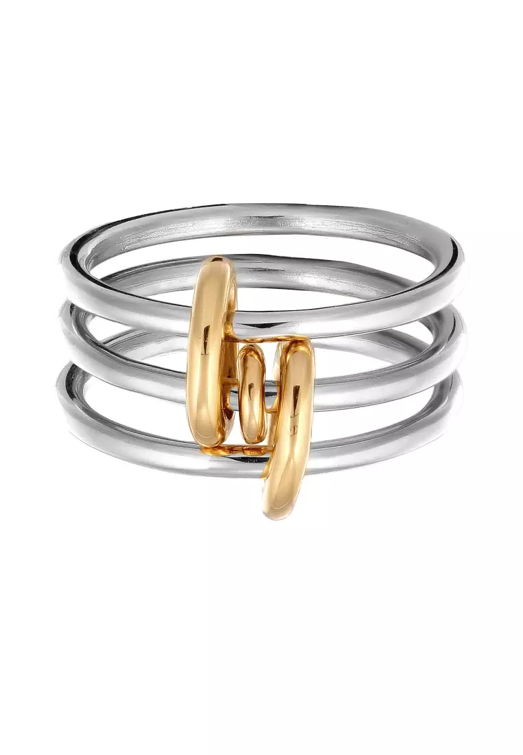 Cincin Perhiasan Perak 925 Wanita Circular Bicolor