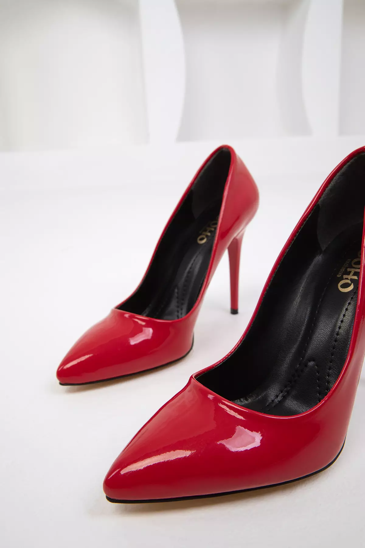 Patent Leather Red Women's Classic Heeled Shoes - 19720