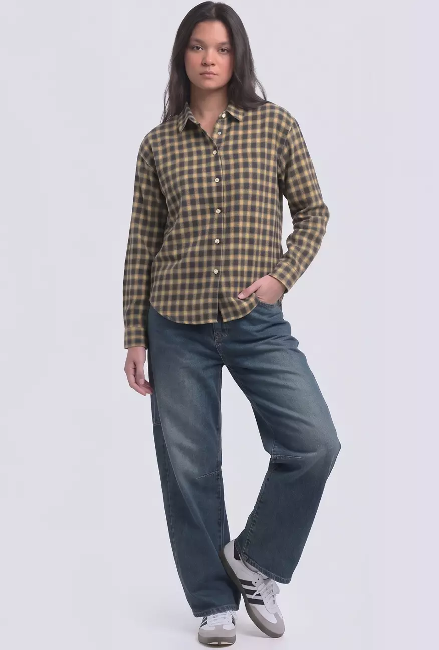 Kemeja Wanita Stacia Navy Yellow