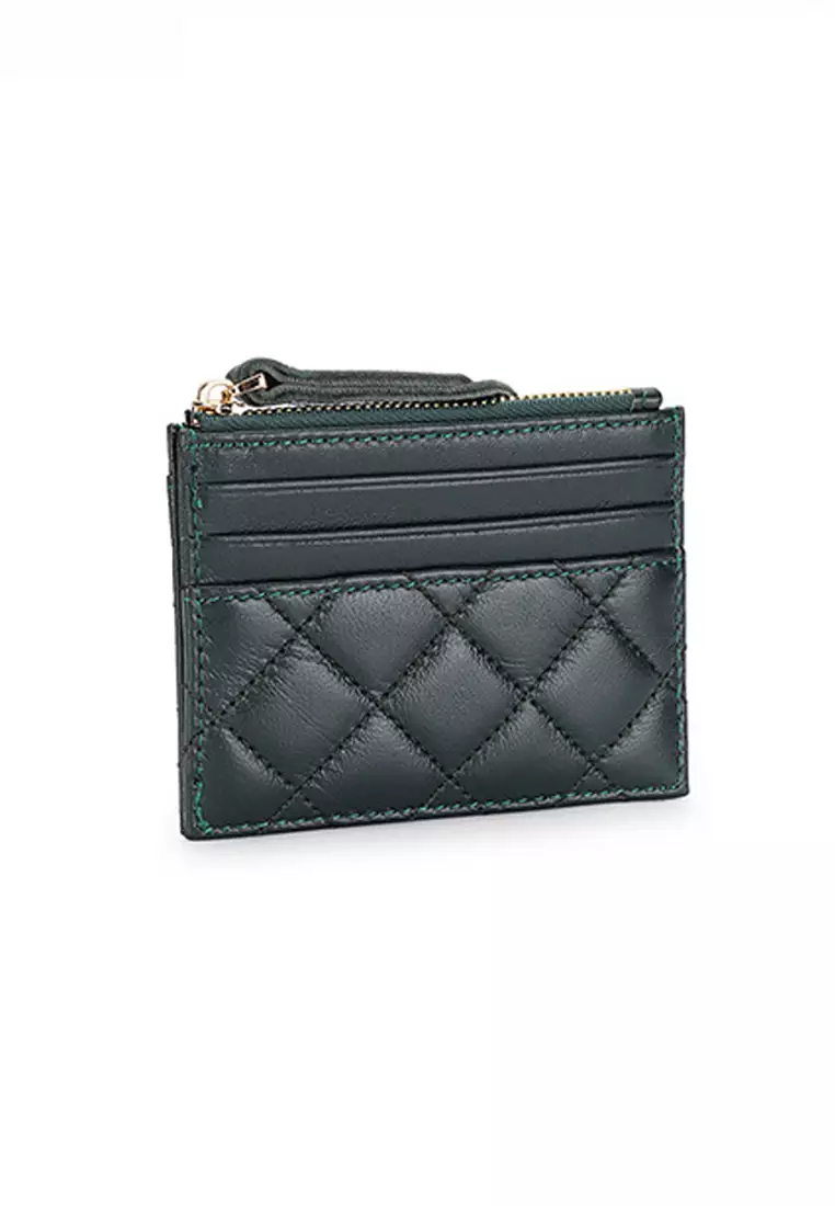 Quilted Sheepskin Card Holder Zip Purse JW YT-09