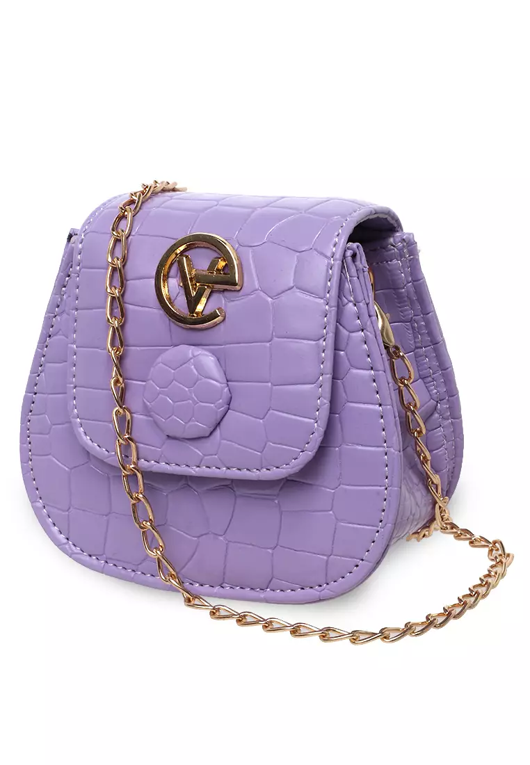 Ignazia Tas Wanita Motif Croco Design Simple Premium Quality - Purple