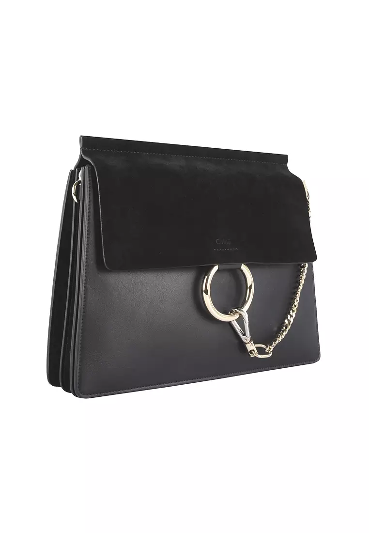 Pre-loved Chloe Faye In Smooth Calfskin & Suede Calfskin Shoulder Bag for Women in Black - O1-CHC17SS231H2O-001