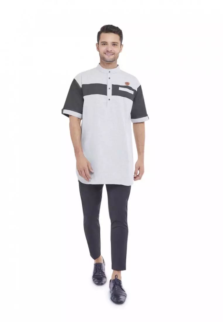 Zayidan Baju Koko Gamis Muslim Pria Nabeel - Silver