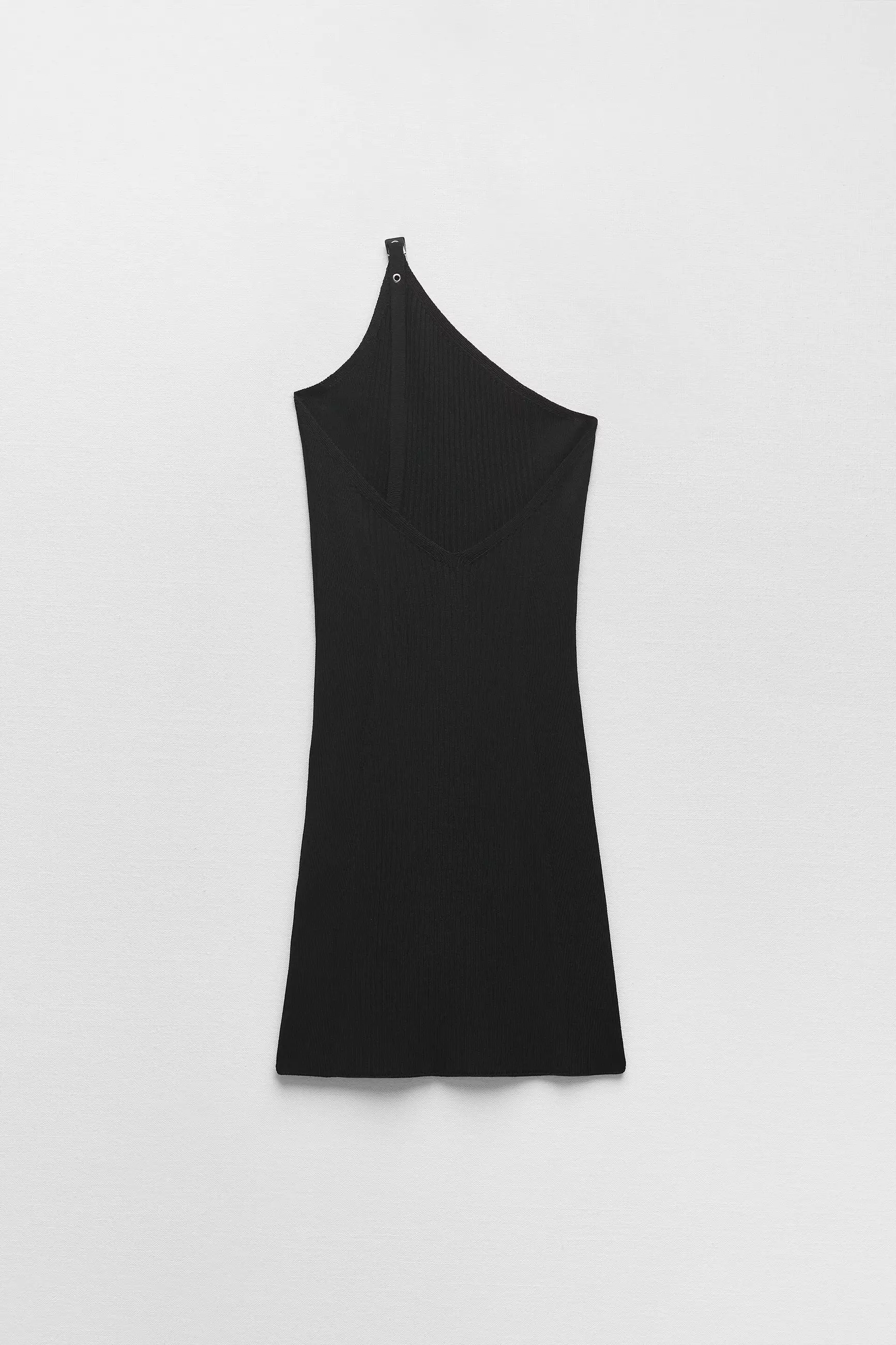 Asymmetric Knit Mini Dress With Buckle