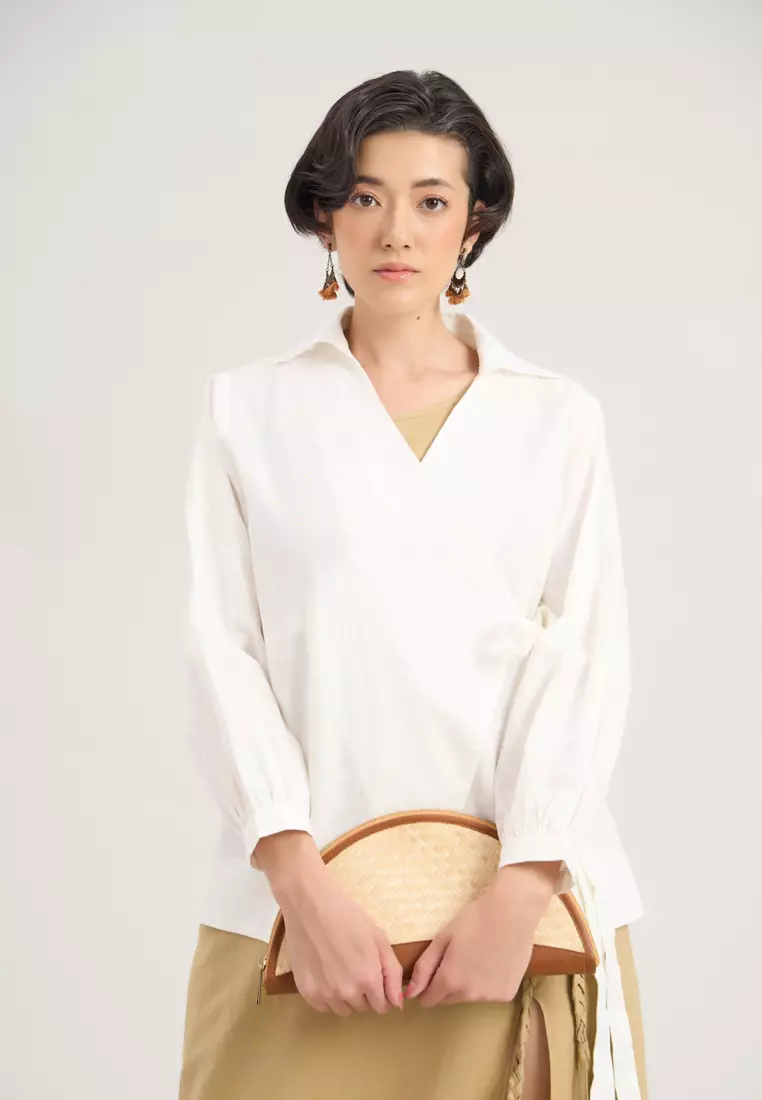奶油色亞麻中長連身裙