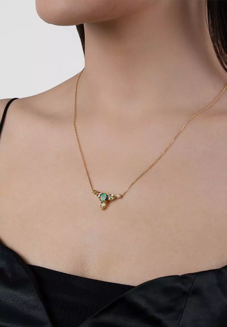 Cleo Yellow Trillium Ammolite Necklace