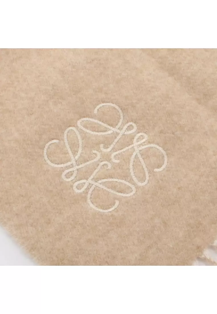 Pre-Loved LOEWE Anagram bicolor scarf Scarf wool cashmere beige ivory