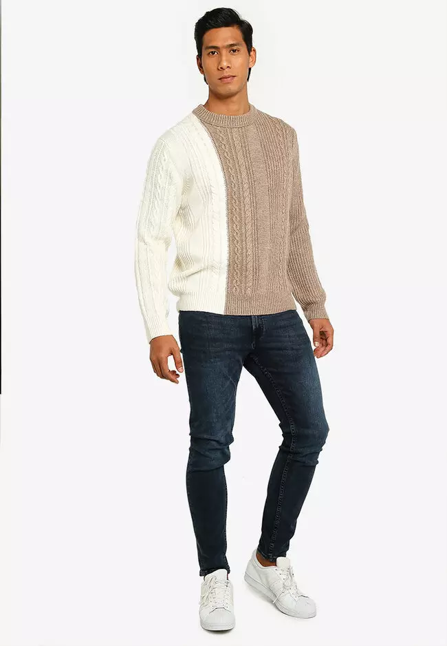 Cable Rib Colourblock Jumper