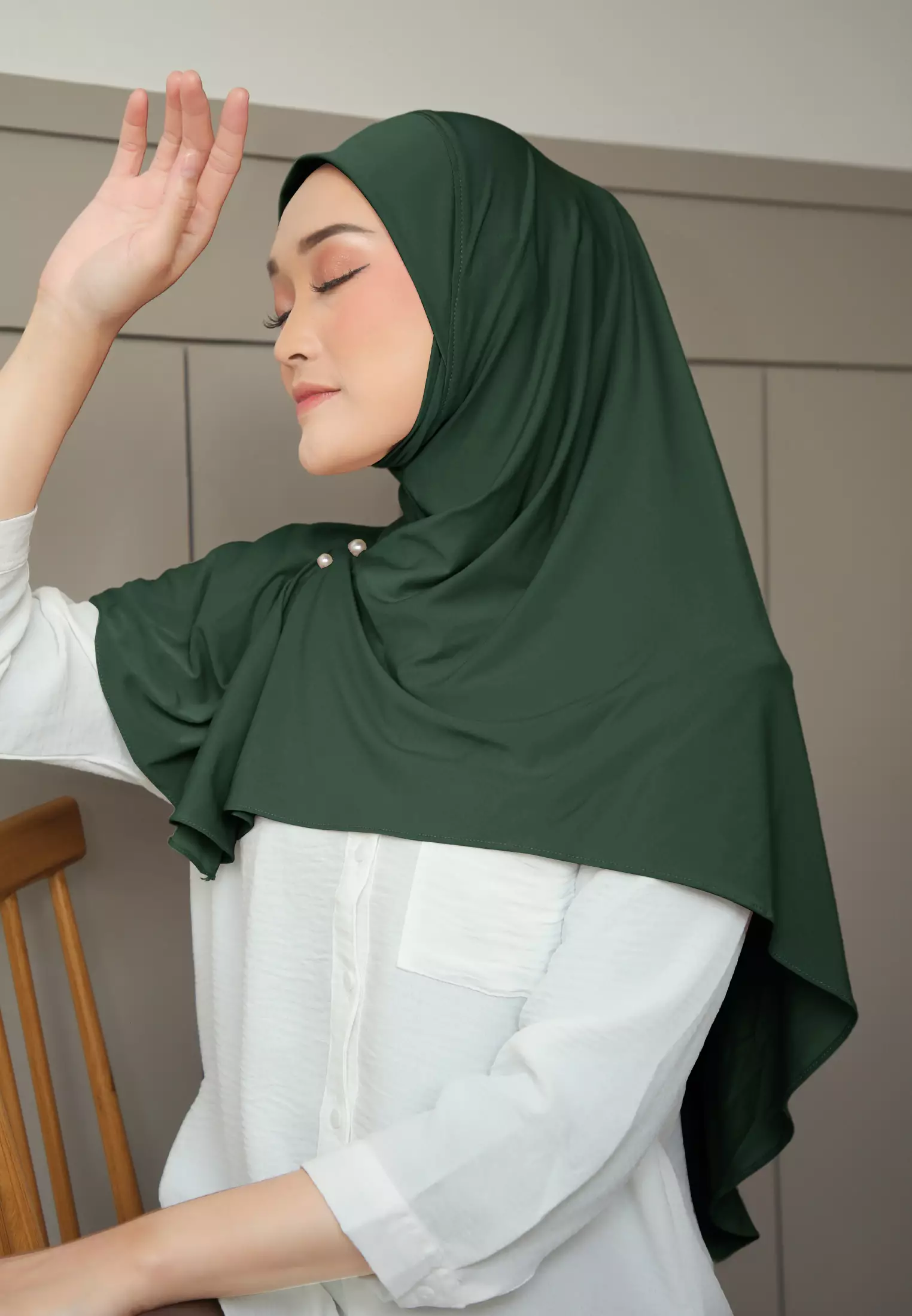 Cotton Bee - Ovel Shawl | Hijab Instan | Pashmina - Dark Green