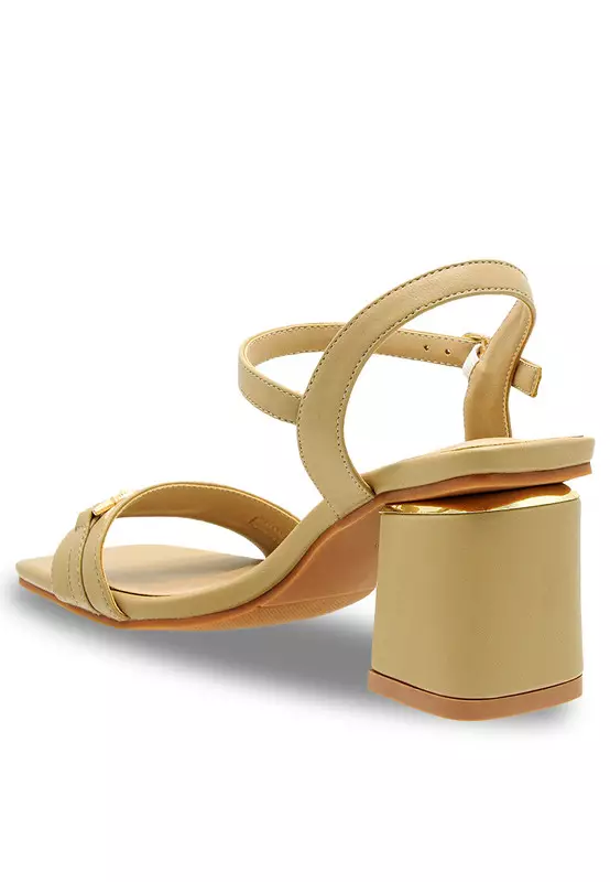 Sling Back Faux Leather Strap Casual Heels