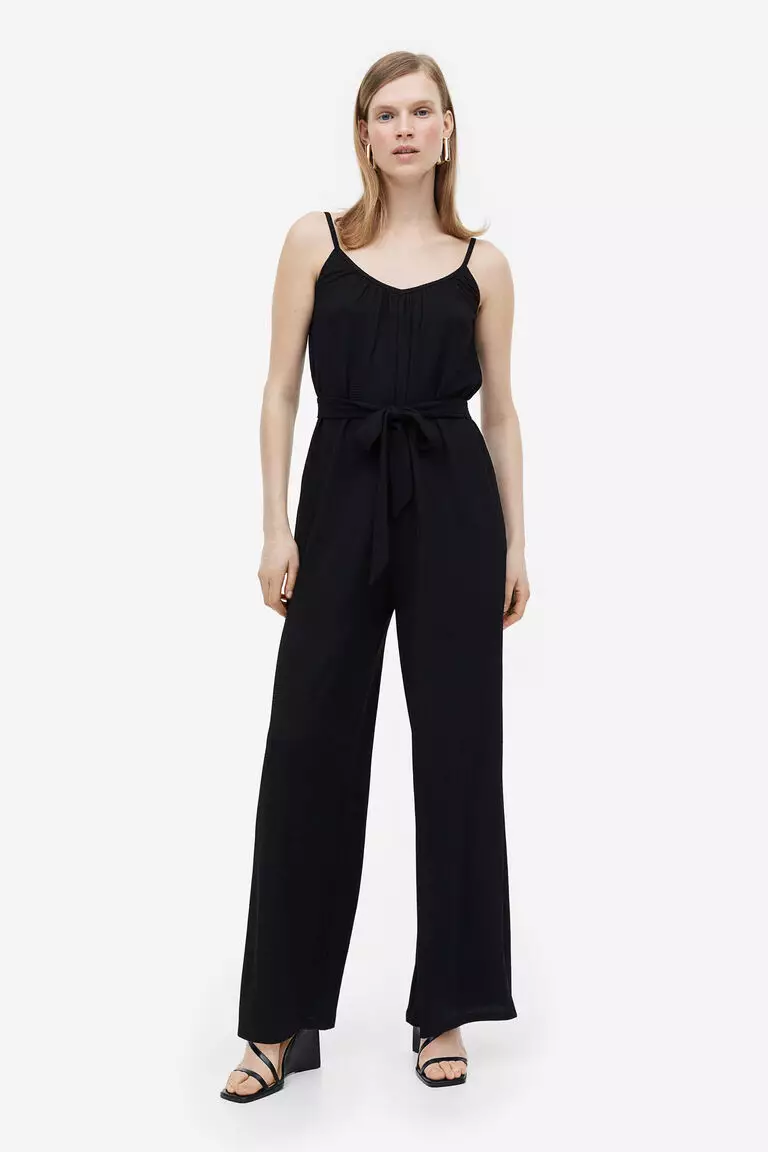 Jual H&M Tie-belt jersey jumpsuit Original 2024 | ZALORA Indonesia ®