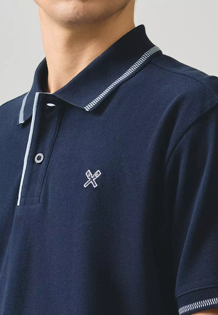 Regular Fit Polo Shirt With Contrast Chest Embroidery In Pique