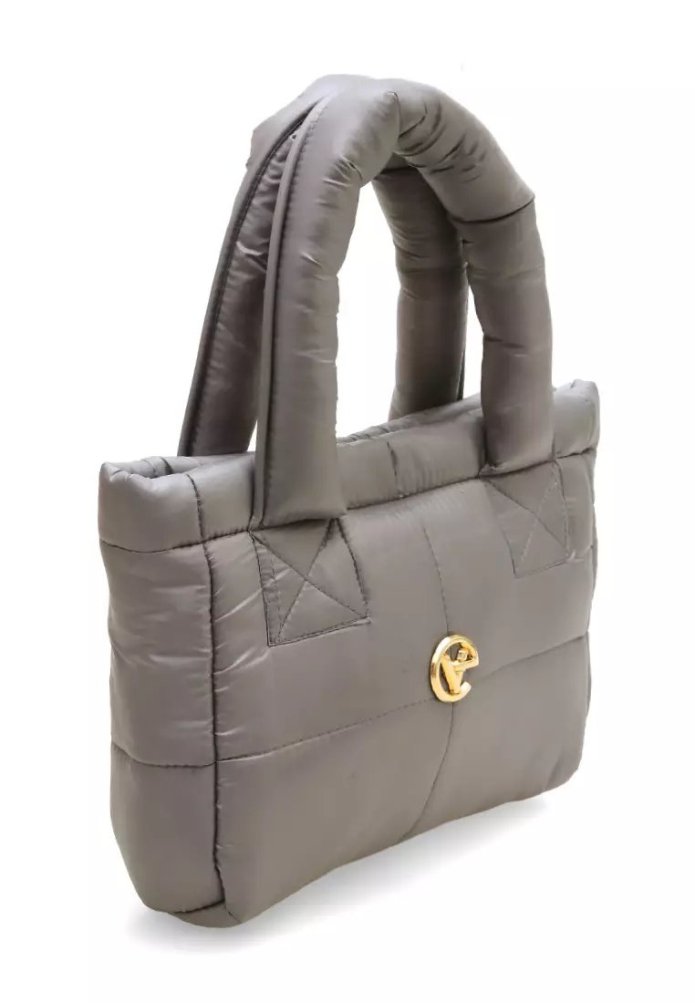 Angelina Pillow Puffy Bag Smooth Texture And High Quality - Silver Grey